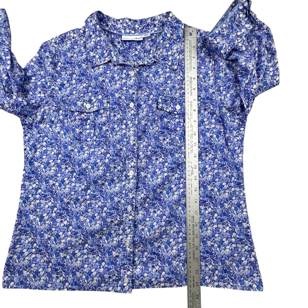 St Johns Bay Womens Blue Floral Berry Print 100% Cotton Button Down Shirt Large - Picture 6 of 15